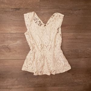 Off-White Laced Peplum Top (S)
